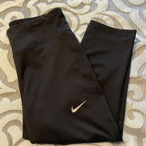 Womens Nike Running Dri-fit Black Capri Leggings Athletic Pants Size Small EUC
